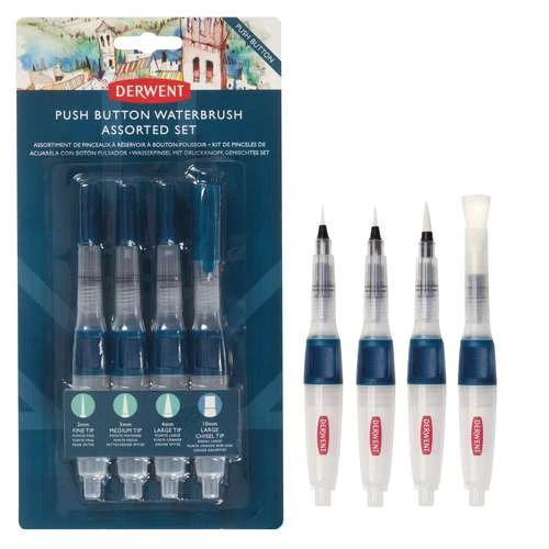 Derwent Push Button Waterbrush Assorted Set 1 Derwent Push Button Waterbrush Assorted Set