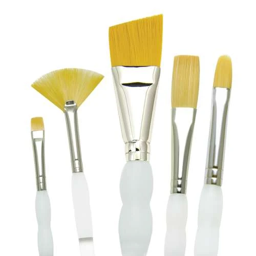 Royal & Langnickel Soft-Grip Golden Taklon Angled Brush Set 1 Royal & Langnickel Soft-Grip Golden Taklon Angled Brush Set