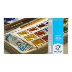 Royal Talens Van Gogh Watercolour Set - 18 Half Pans -Painting Tool Store RoyalTalensVanGoghWatercolourSet 18halfpans 3