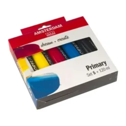 TALENS | AMSTERDAM ALL ACRYLICS Primary Set — 5 X 120 Ml Tubes -Painting Tool Store TALENS7CAMSTERDAMALLACRYLICSPrimarysetE280945x120mltubes 2